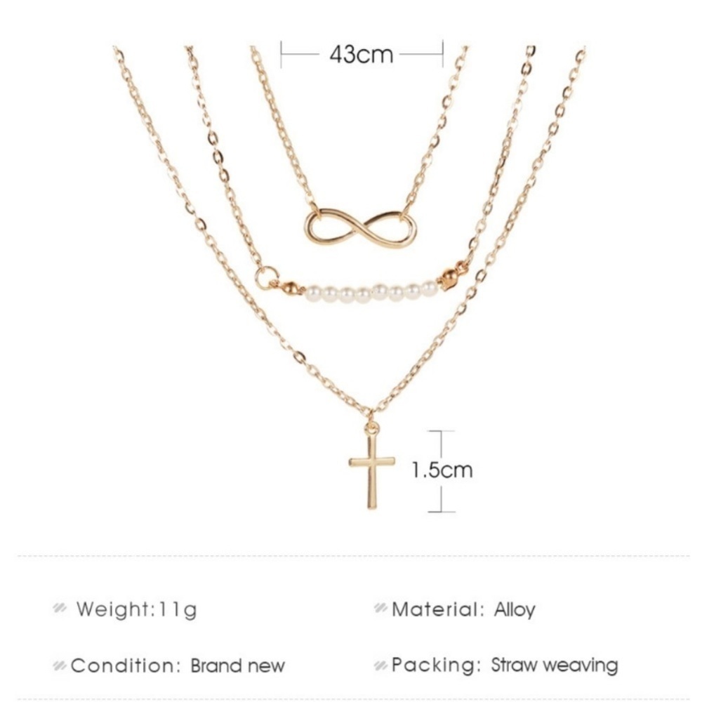 Multilayer Infinity Cross Necklace - Picture 3 of 4